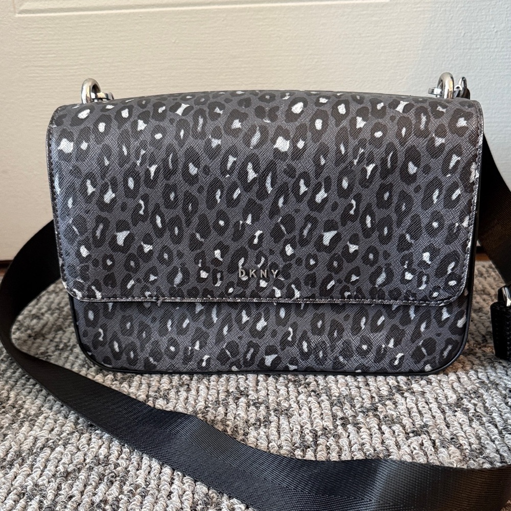 DKNY Gray Animal Print Crossbody Bag